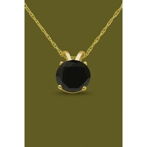 1ct Black Diamond Solitaire Pendant | 14K Yellow Gold NWT